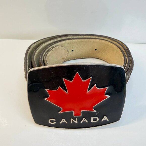 Buckskin Suede Other - Men’s BuckskinSuede Canada Maple Leaf Suede Belt – Size ~36 / 113 cm